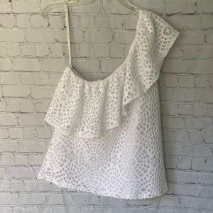 Lilly Pulitzer One Shoulder white Matteo Top size large